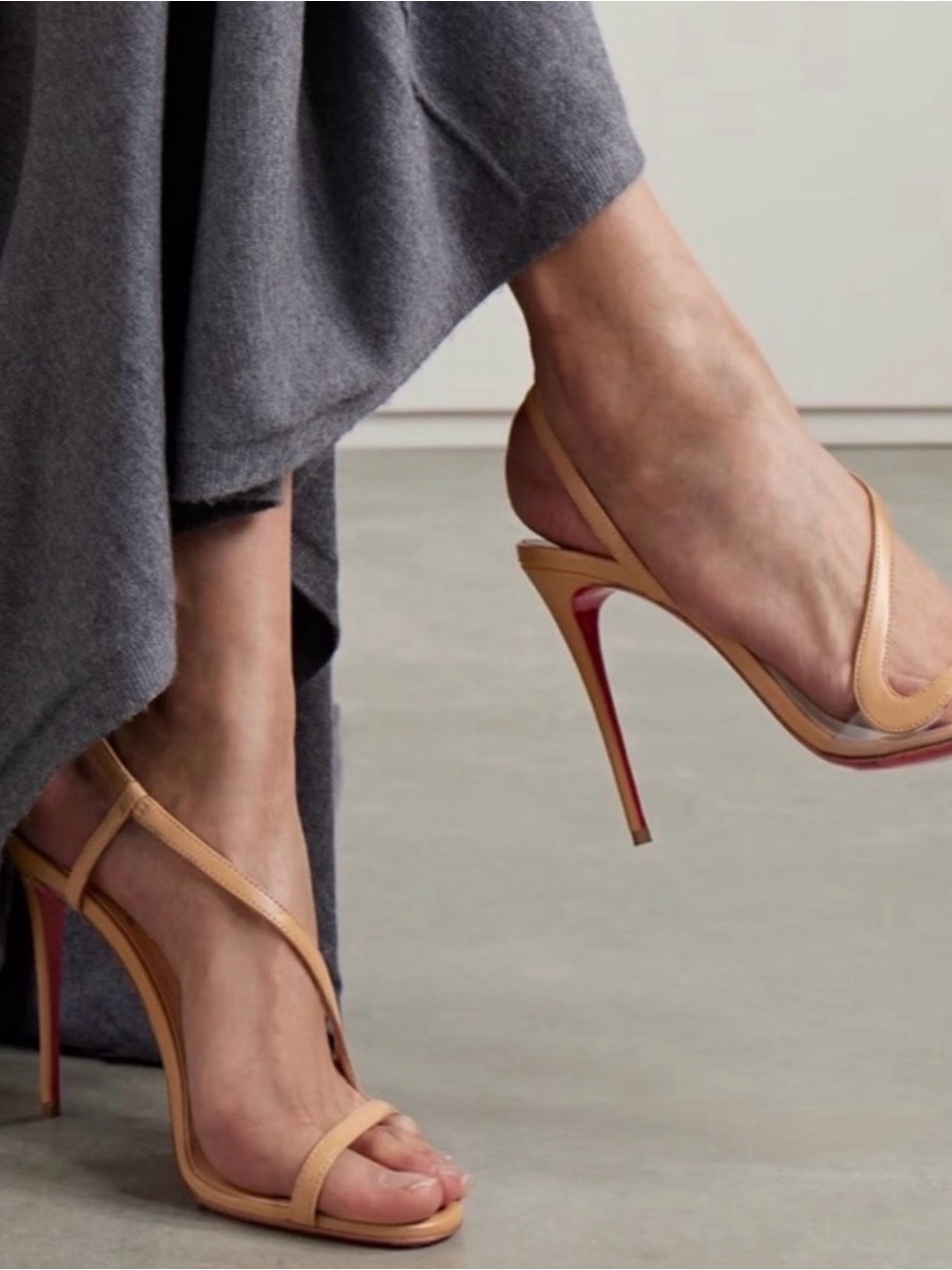 Christian Louboutin Rosalie Size 37 Nude Strappy High Heel Sandals For Women